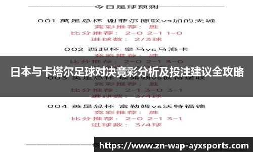 日本与卡塔尔足球对决竞彩分析及投注建议全攻略
